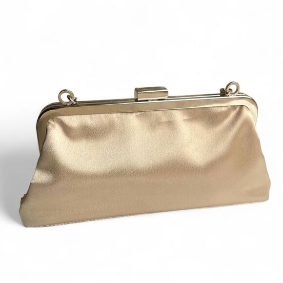 Bijoux Terner Pattern Bead Satin Kiss Lock Chain Clutch Purse - Picture 2 of 16